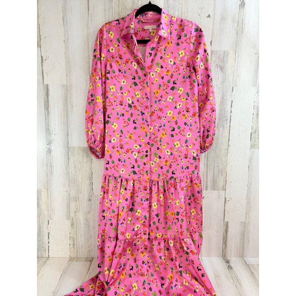 Ann Mashburn Sz S Isla Maxi Dress Pink Floral Charmeuse EUC - Picture 12 of 16